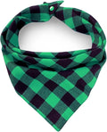 Christmas Plaid Dog Bandana with Button, Fall Dual Layer Scarf Soft Cotton Triangle Bib Girls and Boys Kerchief Adjustable Accessories for Small Medium Large Extra Large Dog Puppy Pet Cat