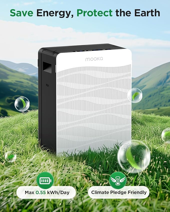Air Purifier for Home Large Room 2800 Ft², MOOKA Double-Sided Air Purifiers for Home Pets with Washable Filters, PM2.5 Air Quality Monitor, Air Filter Cleaner for Bedroom, Dorm Room, Office
