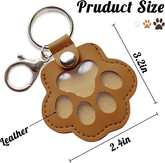 Dog Hair Keychain, Leather Pet Hair Collector Keychains, Pet Fur Keepsake Gift, Paw Charm for Collecting Cat Dogs Fur