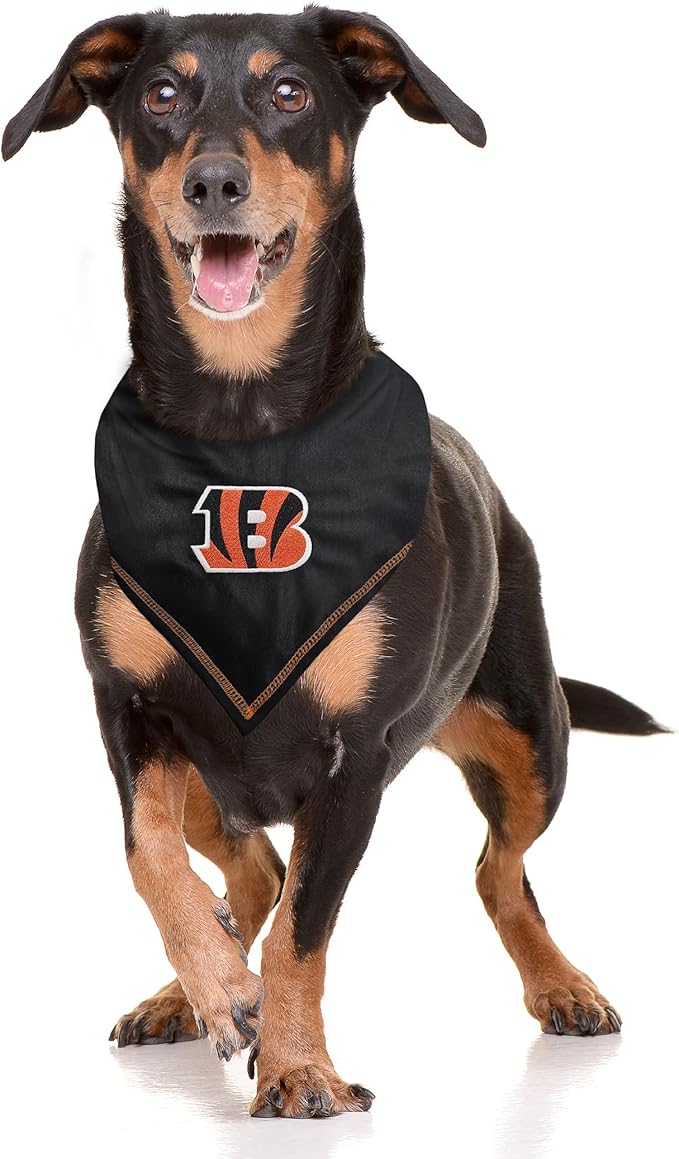 Pets First NFL Cincinnati Bengals TIE Bandana, Large/X-Large. Dog Bandana Scarf Bib for Pet Cat Dog. The Ultimate Game-Day, Party Bandana