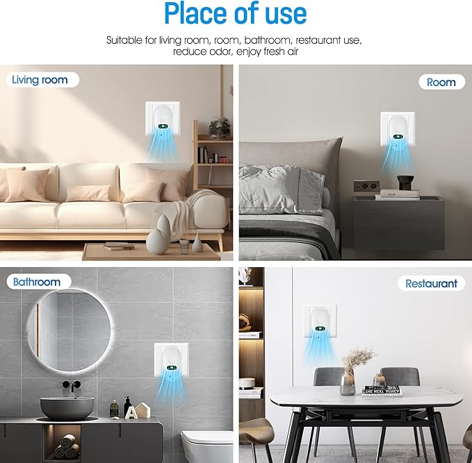 Air Ionizers for Home,4-Pack Negative Ion Air Purifiers & Odor Eliminators Quiet Plug-in for Bedroom, Office, Living Room Compact Freshener for Pet, Smoke, and Kitchen Odor