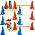 Dog Agility Hurdle Cone Set, Dog Agility Set Include 12 Agility Cones 6 Agility Rods, Dog Agility Equipment with Carry Bag(Blue+Orange)