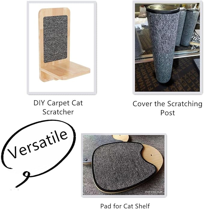 157.5"x15.8" Trimmable Self-Adhesive Carpet Mat Pad Replacement for Cat Tree Shelf Shelves, Cat Wall Furniture Steps, Carpet Scratching Post Scratcher Couch Protector (Beige)