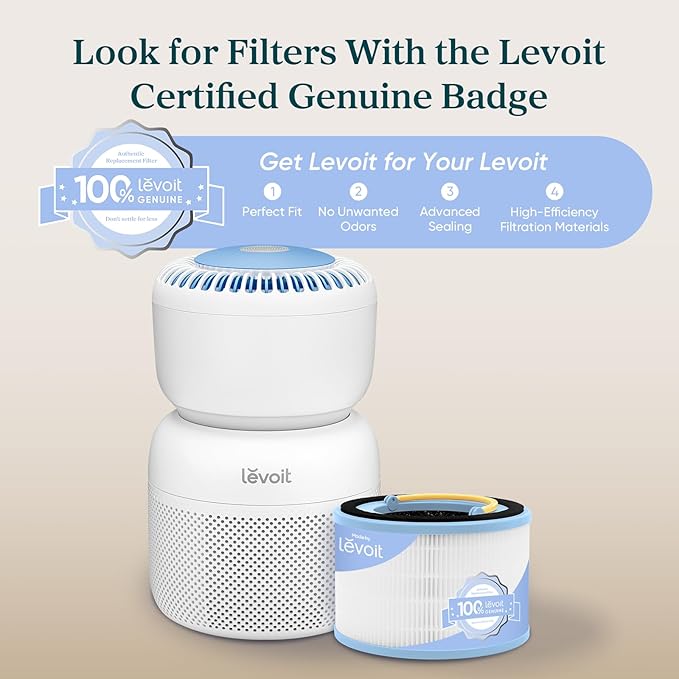 LEVOIT Sprout Air Purifier Genuine Replacement Filter, 3 layer HEPA Filter, High-Efficiency Activated Carbon, 1 Pack, White