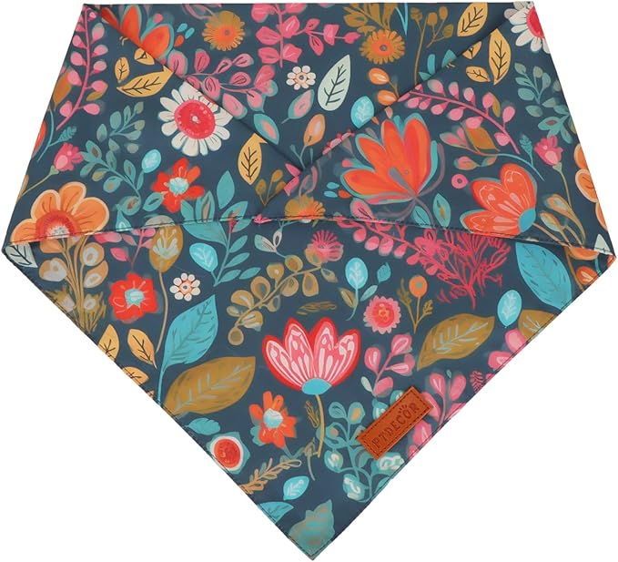 PTDECOR Flower Dog Bandana,2 Pcs Floral Reversible Dog Scarf, Multi Size, Triangle Pet Bandanas for Extra Large Dogs (Flower, X-Large)