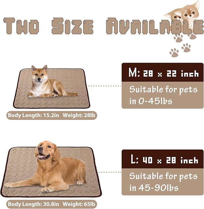 Washable Dog Cooling Mat Ice Silk Cooling Mat for Dogs Pet Self Cooling Pad Blanket Dog Cooling Pad for Indoor & Outdoor Car Seats (Coffee, 28x22 in)