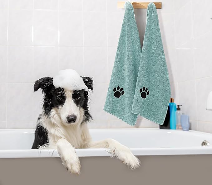 3 Pack Microfiber Dog Towels for Drying Dogs, Super Absorbent and Soft Pet Grooming Towel, 40 Inch X 23.6 Inch, Perfect Dog Drying Towels for Large, Medium or Small Dogs, Lake Blue