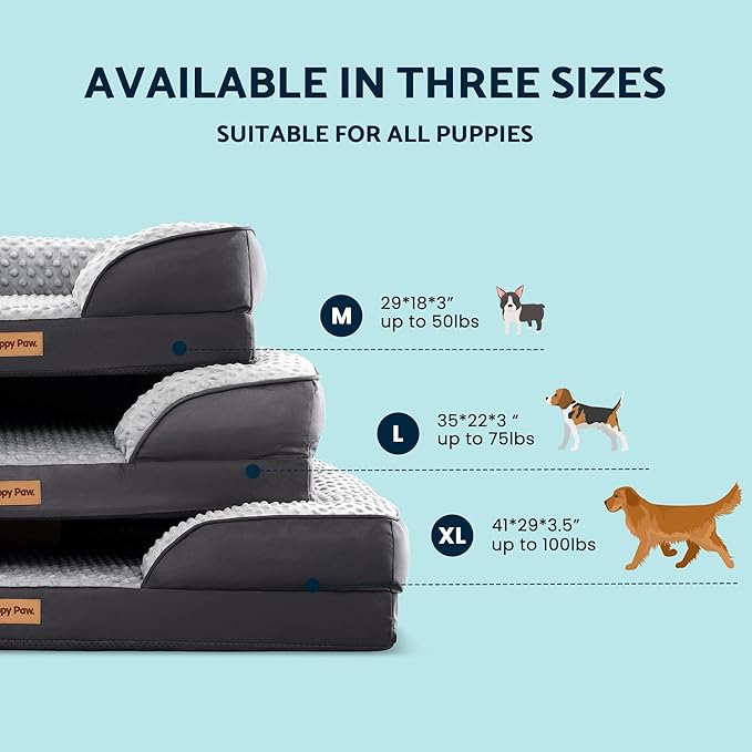 Dog Bed for Small and Medium Dogs & Cats, Waterproof Lining for Indoor Outdoor in-Car Use Removable Washable Cover with Zipper Up to 50lb, 28"x23"x7"