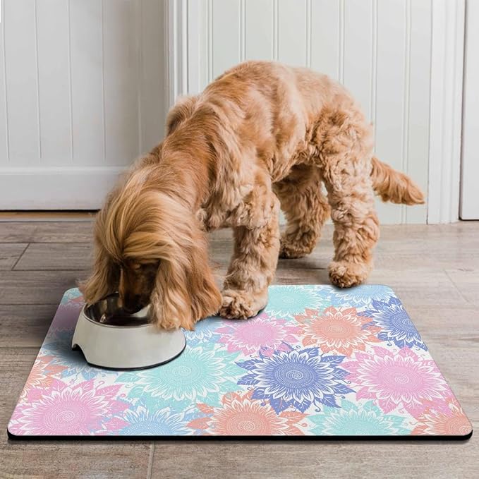 Pet Feeding Mat for Floors Waterproof Dog Mat for Food and Water Absorbent Quick Dry Non Slip mat for Cat Bowls