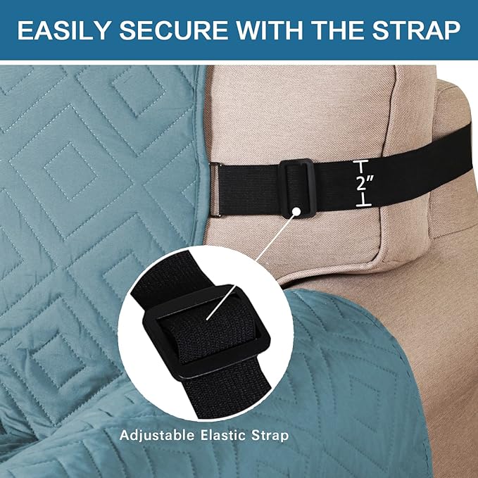 H.VERSAILTEX Reversible Sofa Slipcover Furniture Protector Water Resistant 2" Elastic Straps Sofa Cover Couch Covers Pets Fit Sitting Width Up to 78" (Oversized Sofa: 86" x 132", Cameo Blue/Beige)