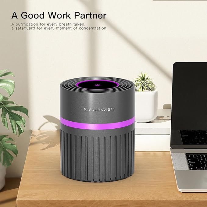 MEGAWISE H13 HEPA Air Purifier for Home, Bedroom & Office | 3-Stage Filtration for Smoke, Dust, Pet Dander | Quiet & Ozone-Free