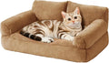 Cat Beds for Indoor Cats, Cat Couch Bed, Cute Cats Sofas for Pets, Small Dog Sofas & Chairs with Removable Washable Cover, Plush Soft Pet Furniture for 10lbs Small Dogs & Cats(Brown)