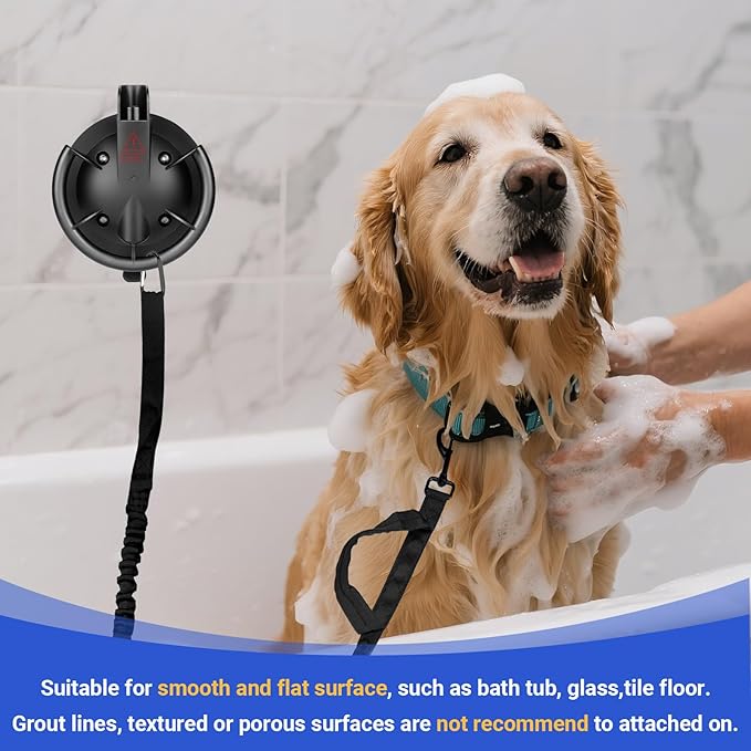 Dog Bathing Suction Cup with Tether, High Elasticity Nylon Dog Bathing Tether Leash with Powerful Suction Cup for Pet Puppy Cat Shower,Trimming, Grooming