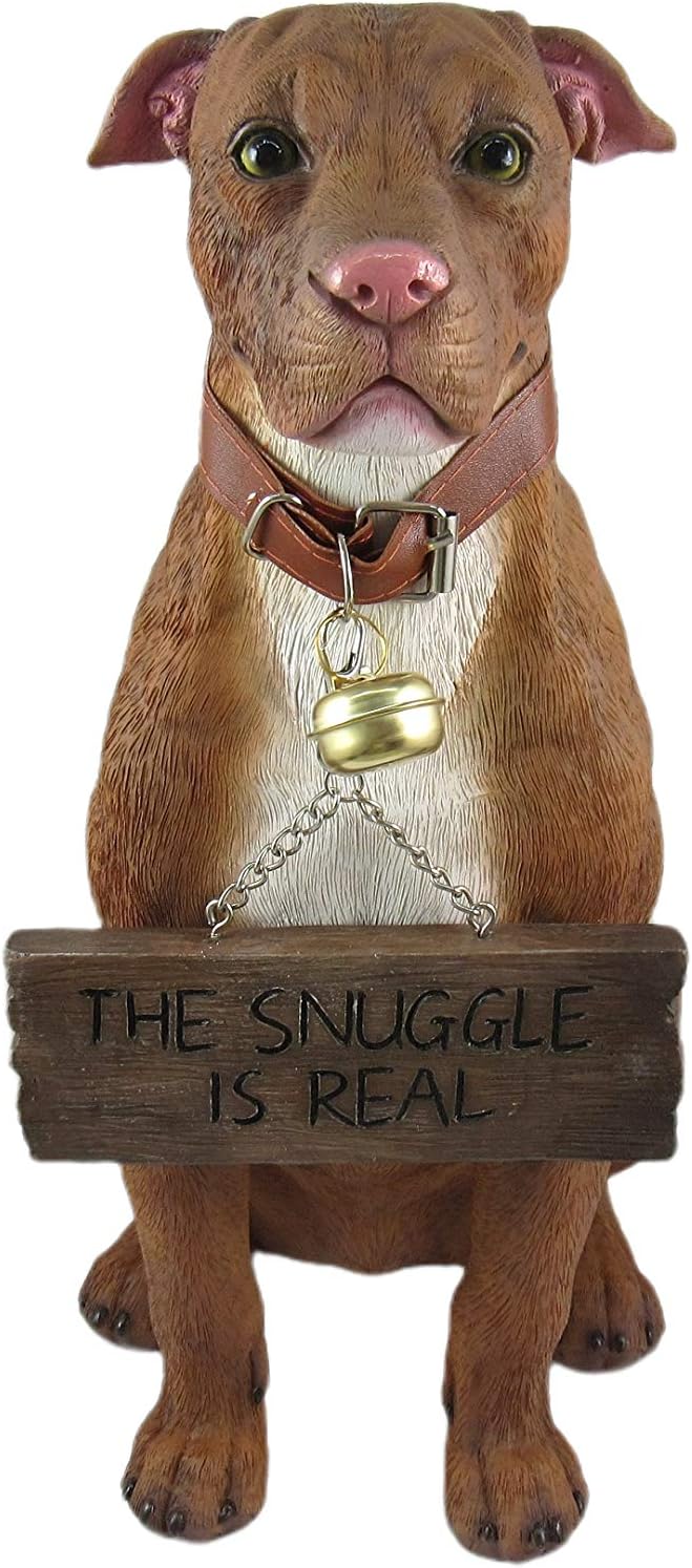 DWK Front Porch Dog Outdoor Welcome Sign Decorative Statue | Cute Dog Welcome Sign for Front Porch Standing | Decorative Garden Statues - Pitbull