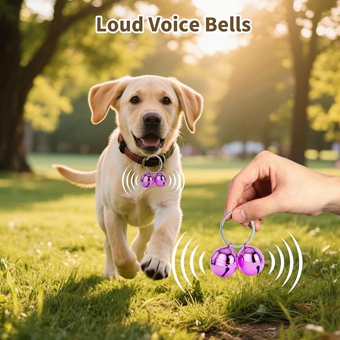 Dog Collar Bells, 2 Pack Extra Loud Dog & Cat Bells for Tracking & Safety, Stainless Steel Pet Tracker Training Bells for Small Medium Large Dogs & Cats (Purple)