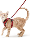 rabbitgoo Cat Harness and Leash for Walking, Escape Proof Soft Adjustable Vest Harnesses for Cats, Easy Control Breathable Reflective Strips Jacket, Red, S