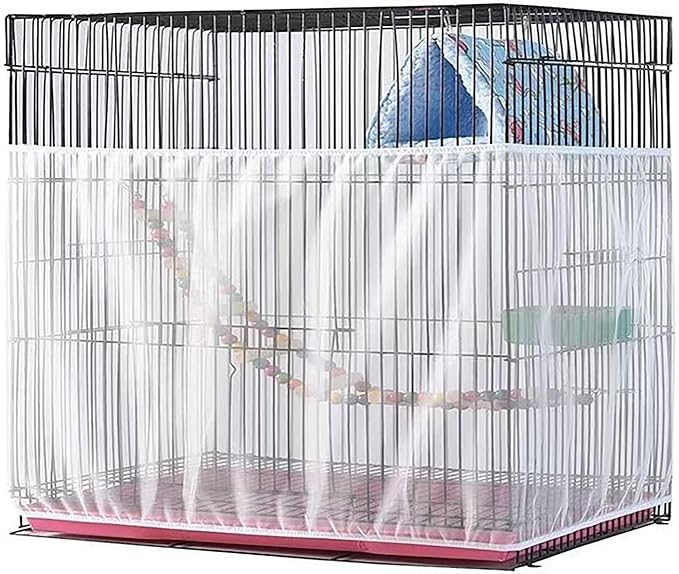 Large Bird Cage Net, Adjustable Soft Airy Mesh Net, Bird Cage Seed Catcher, Prevent Scatter and Mess (86.6 x 15.7Inch/ 220 x 37 cm, White)