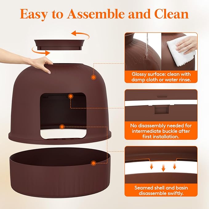 Lifewit Cat Litter Box, Hidden Enclosure Litter Tray with Odor Control & Carbon Filter in Living Room, Bedroom, Corner with Faux Plant& Plastic Scoop, 48 x 120 cm/19x47, Brown