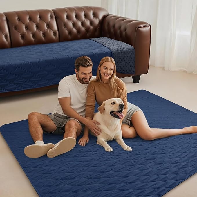 Luciphia 100% Waterproof Couch Cover Blanket for Dogs Anti-Slip Pet Couch Protector Sofa Mat Puppy Cat Blanket with Non-Slip Bottom, Navy Blue, 52x82 Inch