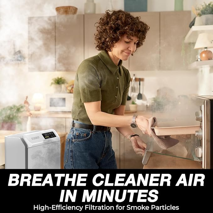 Air Purifiers for Home Bedroom Large Room Up to 2,330 Ft², Air Purifier with Washable Pre-Filter, HEPA Air Filter, Sleep Mode, Air Quality Monitor, Upgraded Air Cleaner for Pet Hair Dust, Matte White