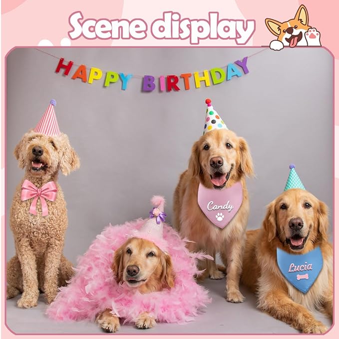 Personalized Dog Bandana,Custom Pet Scarf with Embroidered Name,Bibs Triangle Scarfs Gift for Small Medium Large Dogs Cats Baby Puppy Pets Accessories