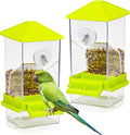 BNOSDM No Mess Automatic Bird Feeder 2 Pcs Anti-Splash Bird Feeder Acrylic Transparent Food Container Parrot Cage Accessories for Parakeets Budgies Lovebirds Cockatoos Conures Finches (Green)