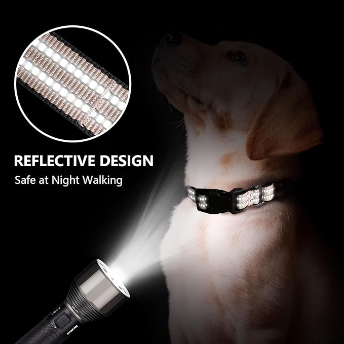 Martingale Dog Collar, Adjustable Nylon Reflective Collar with Quick Release Buckle (Pink Ivory, Large)