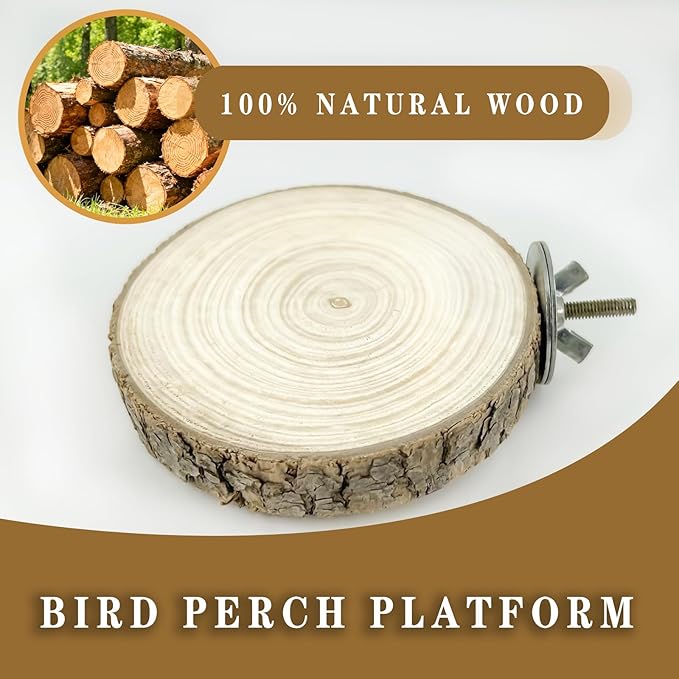 5Pcs Natural Wooden Bird Perch Set – Parrot Perch Toys, Wooden Perch Swing, Cage Accessories for Budgies, Cockatiels, Lovebirds, Finches, and Other Small to Medium Birds (Brown, 5PCS-B)