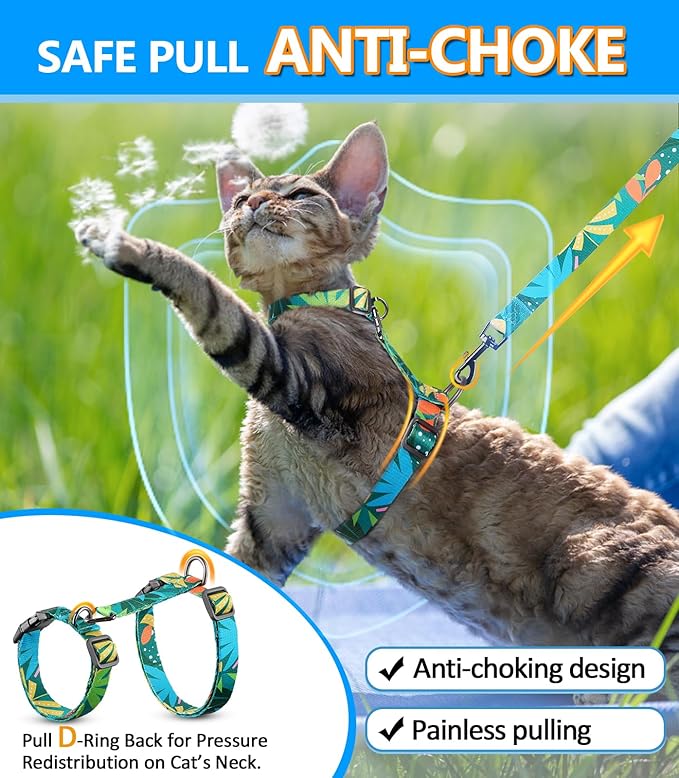 Halypet Cat Harness and Leash Set, Escape Proof [3 in 1 Adjustable & Lightweight] Cat Harness, Soft Comfortable Kitten Harness for Cats Safe, Easy to Wear, Outdoor Walking Travel