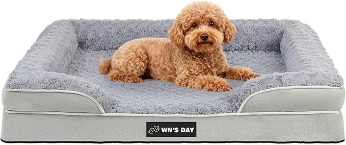 Orthopedic Dog Bed for Large Medium Sized, Washable Memory Foam Large Dog Bed, Medium Pet Sofa with Removable Cover, Washable Waterproof Pet Couch Beds(Grey, M)