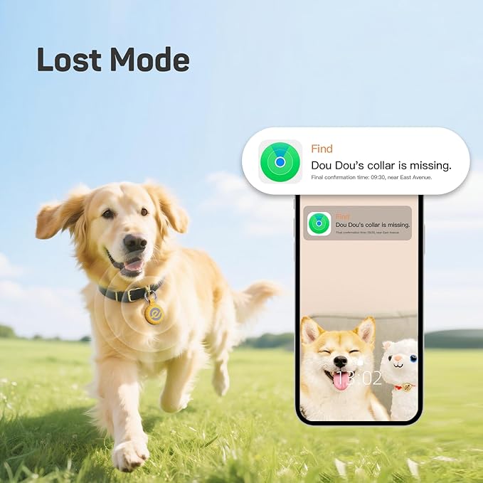 Plike Tracker for Dogs & Cats, Mini GPS Pet Tracker with Silicone Cover, with Apple Find My App (iOS Only), Real-time Positioning and Smart Alarm Pet Tracker, No Monthly Fee and Subscription