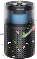 AIRROMI Pet Air Purifier for Home & Bedroom, HEPA Activated Carbon Filter, Removes Pet Dander & Odor, Allergies, Smoke, Hair, Night Light, Fragrance Sponge, Up to 658 ft², A2002 Black