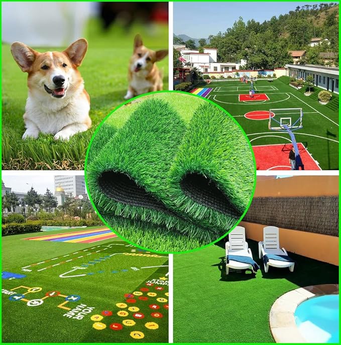 Artificial Grass，3 Rolls 12.8 x 40x1in,Rug Realistic Indoor Outdoor Rug for Dogs, with Drain Holes, Fake Grass Dog Pet Turf Mat for Garden Lawn Landscape Patios.