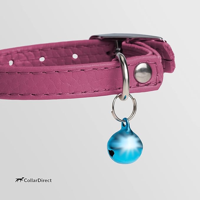 CollarDirect Leather Cat Collar with Removable Bell (Pink, 6-7 Inch)