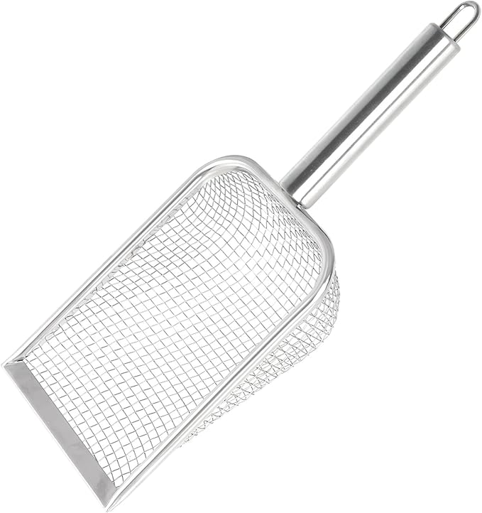SUMERSHA Cat Litter Scoop Stainless Steel Mesh Scooper for Litter Box Kitten Pooper Lifter, Beach Mesh Shovel for Shell Collecting
