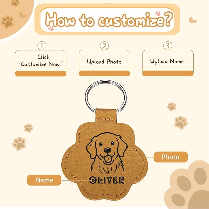 Custom Leather Pet Fur Keychain – Personalized Memorial Keepsake Keyring for Friend, Dog Cat Hair Sympathy Gifts﻿
