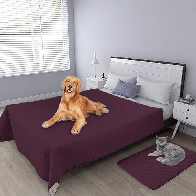 Easy-Going 100% Waterproof Dog Bed Cover, Non-Slip Pet Blanket for Furniture, Washable Couch Cover, Repleasement Sofa Cover (86X82 in,Wine)