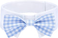 Segarty Dog Bow Tie for Neck Girth 10.2-12.6in, Adjustable Light Blue Plaid Bowtie Collar, Medium Pet Necktie Tuxedo Comfortable Cotton Boy Pets Grooming Accessories for Wedding Holiday Birthday Party