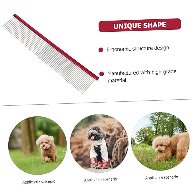 POPETPOP Portable Pet Comb for Dogs and Cats Wear-resistant Multi-function Grooming Tool Lightweight Aluminum De-shedding Brush for Daily Use for Removing and Loose Hair