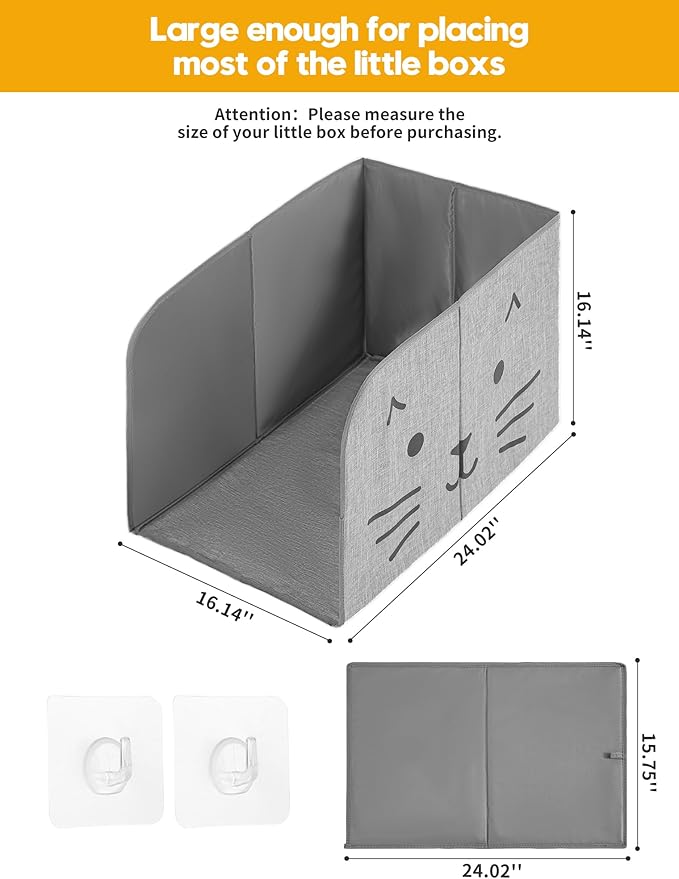 Waterproof Cat Litter Box Enclosure Splash Guard with Removable Mat, Cat Box Enclosure with 2 Hooks for Scoop, Anti-Leakage, Dust Control, Easy to Clean-24.02 x 16.14 x 16.14 inches
