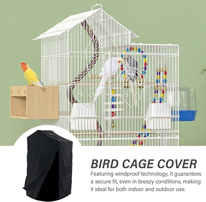 Bird Cage Cover Foldable Waterproof Black Bird Cage Cover Windproof Washable Accessories