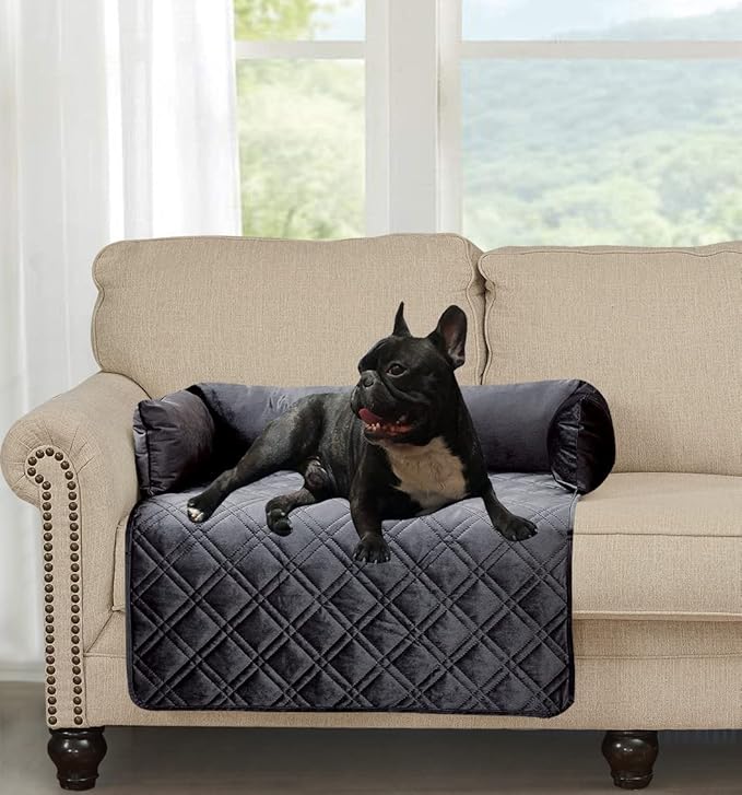 Brilliant Sunshine Premium Calming Dog Bed Mat, Silky Velvet, Removable Washable Cover, Cushion Protector and Couch Covers for Dogs, Pets, Cats, Medium, Grey
