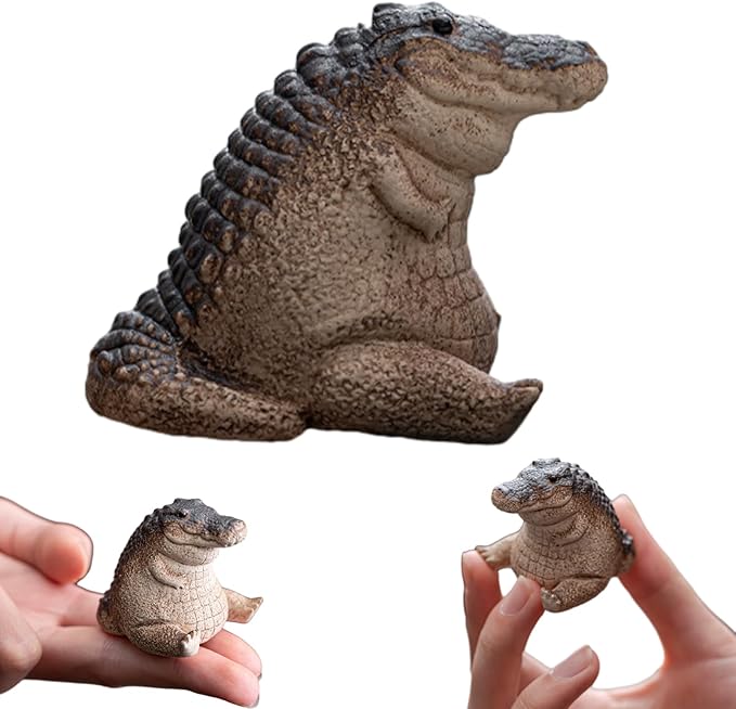 Mini Alligator Baby Statue Ornament, Cute Resin Crocodile Figurine, Tea Pet Alligator Sculpture, Animal Statue for Indoor Outdoor Home Garden Decoration, Animals & Crocodile Lovers