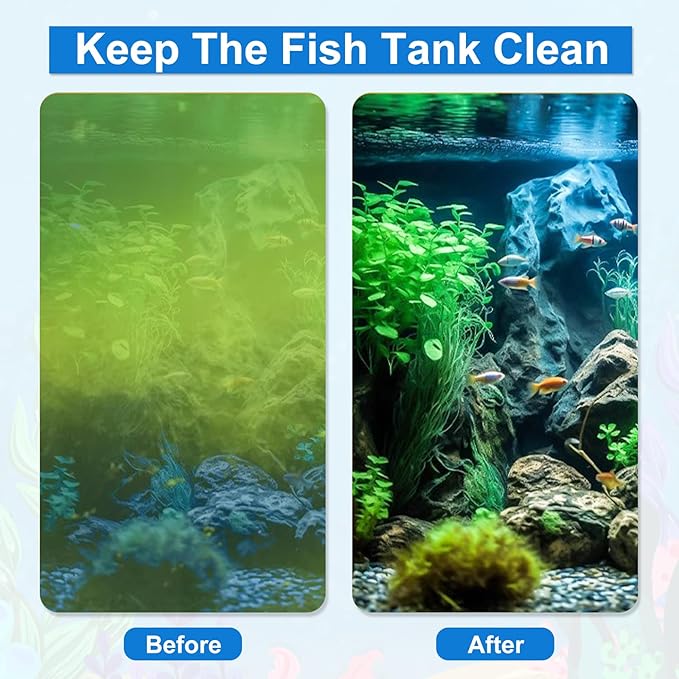 Fish Tank Cleaner, Aquarium Cleaning Tools Set of 3 Pieces, Include Algae Scraper for Glass Aquariums Fish Net for Fish Tank Aquarium Brush Suitable for Saltwater and Freshwater Aquarium