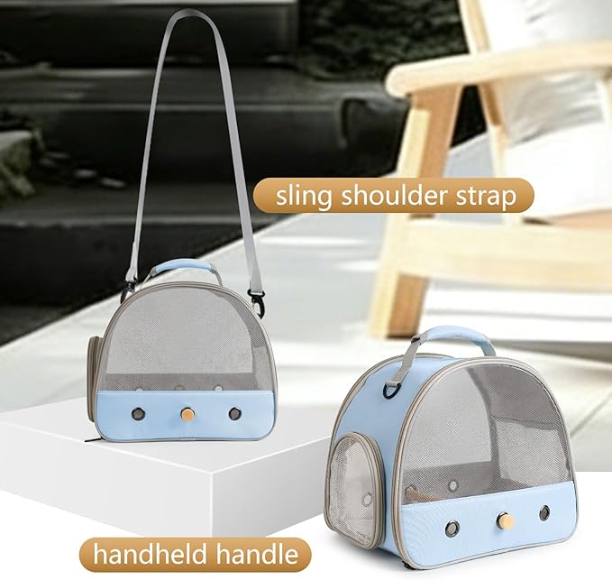 Bird Carrier, Portable Small Bird Parrot Parakeet Carrier with Standing Perch and Soft Mat, Side Access Window Collapsible