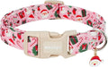 Christmas Dog Collar, Soft Winter Dog Collars for Large Dogs with Santa & Snowman Design, Cute Pink Christmas Collars for Dogs, Festive Holiday Dog Collar for Girl Boy Dogs Gift-L