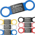 Anavia Slide On Silent Pet ID Tags, S/M/L/XL Personalized Black Stainless Steel Colored Silicone Cat Dog Name Tag, Customized Engraved Nameplate, Quiet Chew-Proof Pet Collar Tag (Blue, Large)