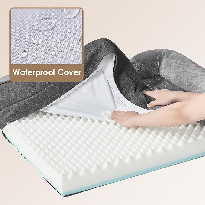 EHEYCIGA Orthopedic XL Dog Bed for Large Sized Dog, 42x30x7.5 Inch Extra Large Memory Foam Dog Couch Bed with Sides, Waterproof Liner & Washable Removable Cover, Bolster Pet Sofa, Grey