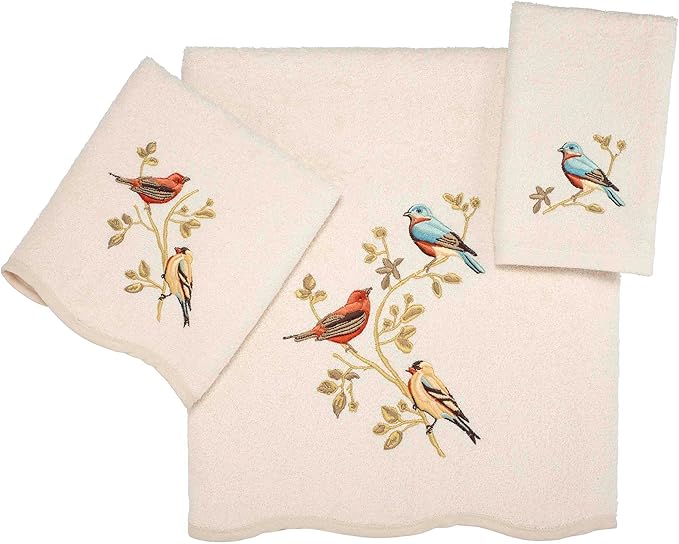 Avanti Linens - Hand Towel, Soft & Absorbent Cotton Towel (Premier Songbirds Collection), Ivory
