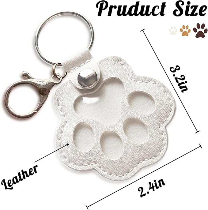 Dog Hair Keychain, Leather Pet Hair Collector Keychains, Pet Fur Keepsake Gift, Paw Charm for Collecting Cat Dogs Fur